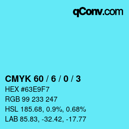 カラーコード: CMYK 60 / 6 / 0 / 3 | qconv.com