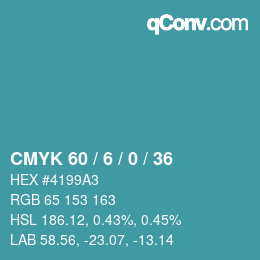 颜色代码: CMYK 60 / 6 / 0 / 36 | qconv.com