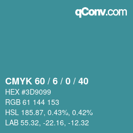 Color code: CMYK 60 / 6 / 0 / 40 | qconv.com