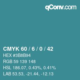 Código de color: CMYK 60 / 6 / 0 / 42 | qconv.com