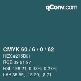 颜色代码: CMYK 60 / 6 / 0 / 62 | qconv.com