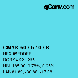 カラーコード: CMYK 60 / 6 / 0 / 8 | qconv.com