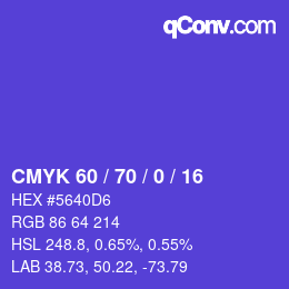 カラーコード: CMYK 60 / 70 / 0 / 16 | qconv.com