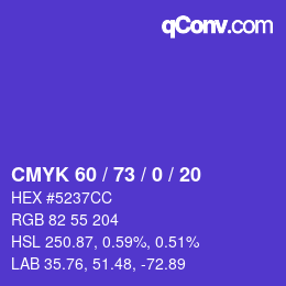 Color code: CMYK 60 / 73 / 0 / 20 | qconv.com