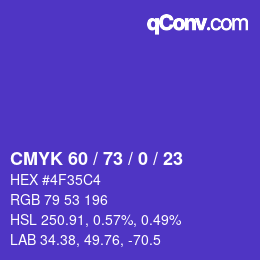 Color code: CMYK 60 / 73 / 0 / 23 | qconv.com