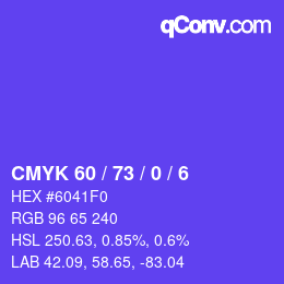 カラーコード: CMYK 60 / 73 / 0 / 6 | qconv.com