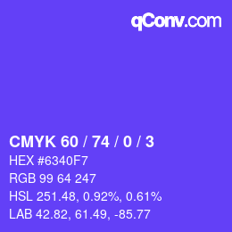 Color code: CMYK 60 / 74 / 0 / 3 | qconv.com