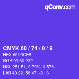 Color code: CMYK 60 / 74 / 0 / 9 | qconv.com