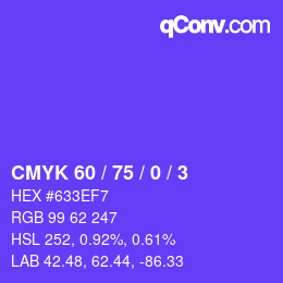 カラーコード: CMYK 60 / 75 / 0 / 3 | qconv.com