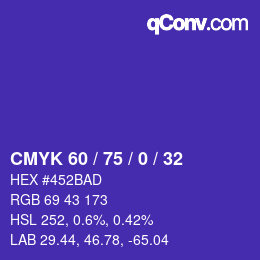 Color code: CMYK 60 / 75 / 0 / 32 | qconv.com