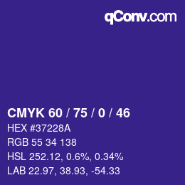 Color code: CMYK 60 / 75 / 0 / 46 | qconv.com