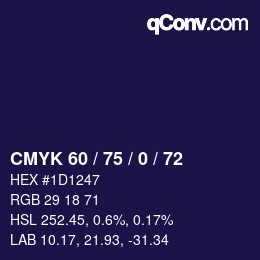 Color code: CMYK 60 / 75 / 0 / 72 | qconv.com