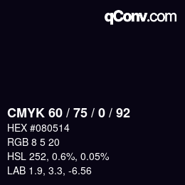 Color code: CMYK 60 / 75 / 0 / 92 | qconv.com