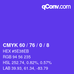 颜色代码: CMYK 60 / 76 / 0 / 8 | qconv.com