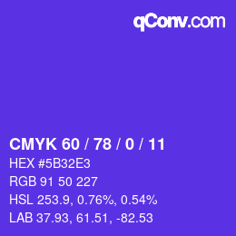 Color code: CMYK 60 / 78 / 0 / 11 | qconv.com
