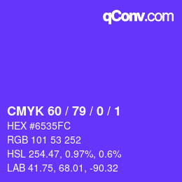 Color code: CMYK 60 / 79 / 0 / 1 | qconv.com