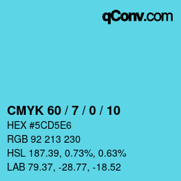 Color code: CMYK 60 / 7 / 0 / 10 | qconv.com