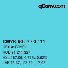 Color code: CMYK 60 / 7 / 0 / 11 | qconv.com