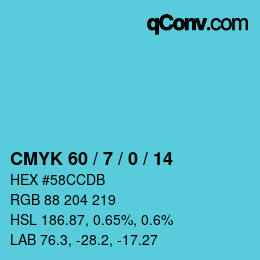Color code: CMYK 60 / 7 / 0 / 14 | qconv.com