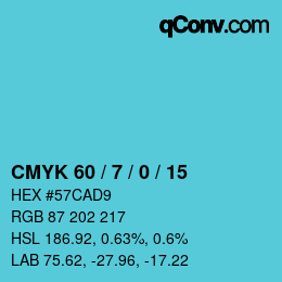 カラーコード: CMYK 60 / 7 / 0 / 15 | qconv.com