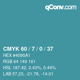 カラーコード: CMYK 60 / 7 / 0 / 37 | qconv.com