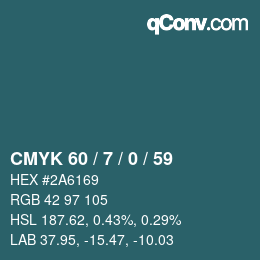 カラーコード: CMYK 60 / 7 / 0 / 59 | qconv.com