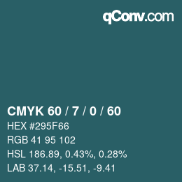 カラーコード: CMYK 60 / 7 / 0 / 60 | qconv.com