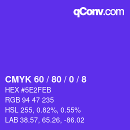 カラーコード: CMYK 60 / 80 / 0 / 8 | qconv.com