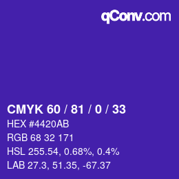 颜色代码: CMYK 60 / 81 / 0 / 33 | qconv.com