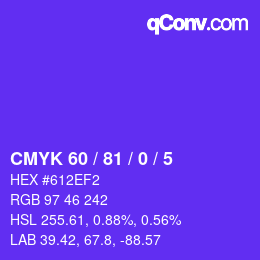 カラーコード: CMYK 60 / 81 / 0 / 5 | qconv.com