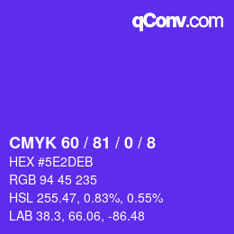 カラーコード: CMYK 60 / 81 / 0 / 8 | qconv.com
