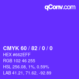 Color code: CMYK 60 / 82 / 0 / 0 | qconv.com