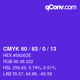カラーコード: CMYK 60 / 83 / 0 / 13 | qconv.com
