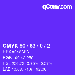 カラーコード: CMYK 60 / 83 / 0 / 2 | qconv.com
