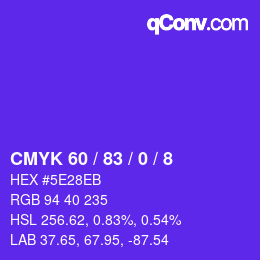 カラーコード: CMYK 60 / 83 / 0 / 8 | qconv.com