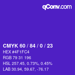 Color code: CMYK 60 / 84 / 0 / 23 | qconv.com