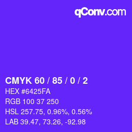 カラーコード: CMYK 60 / 85 / 0 / 2 | qconv.com