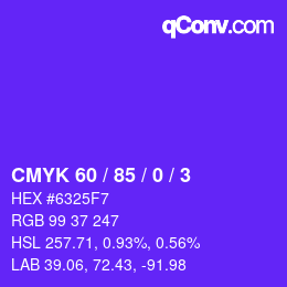 カラーコード: CMYK 60 / 85 / 0 / 3 | qconv.com