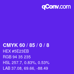 カラーコード: CMYK 60 / 85 / 0 / 8 | qconv.com