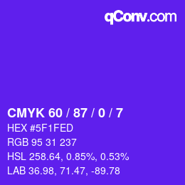 Color code: CMYK 60 / 87 / 0 / 7 | qconv.com
