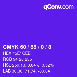 カラーコード: CMYK 60 / 88 / 0 / 8 | qconv.com