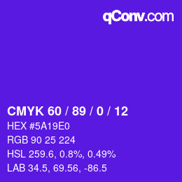 カラーコード: CMYK 60 / 89 / 0 / 12 | qconv.com