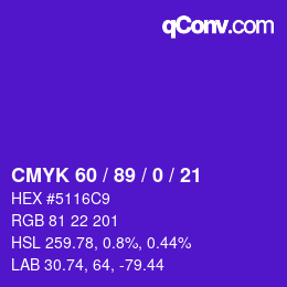 颜色代码: CMYK 60 / 89 / 0 / 21 | qconv.com