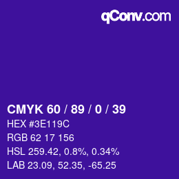 Color code: CMYK 60 / 89 / 0 / 39 | qconv.com