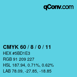 Color code: CMYK 60 / 8 / 0 / 11 | qconv.com
