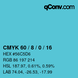 Color code: CMYK 60 / 8 / 0 / 16 | qconv.com
