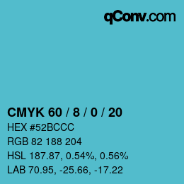 カラーコード: CMYK 60 / 8 / 0 / 20 | qconv.com