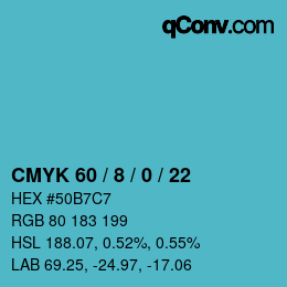 Color code: CMYK 60 / 8 / 0 / 22 | qconv.com