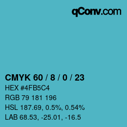 カラーコード: CMYK 60 / 8 / 0 / 23 | qconv.com