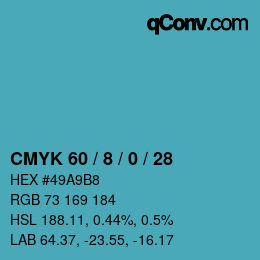 颜色代码: CMYK 60 / 8 / 0 / 28 | qconv.com